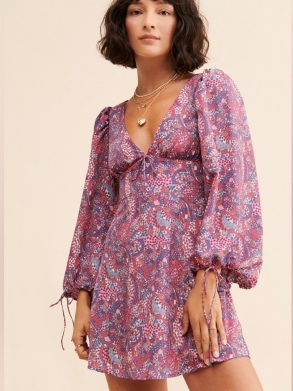 For Love And Lemons Tonya Long Sleeve Mini Dress Size Small